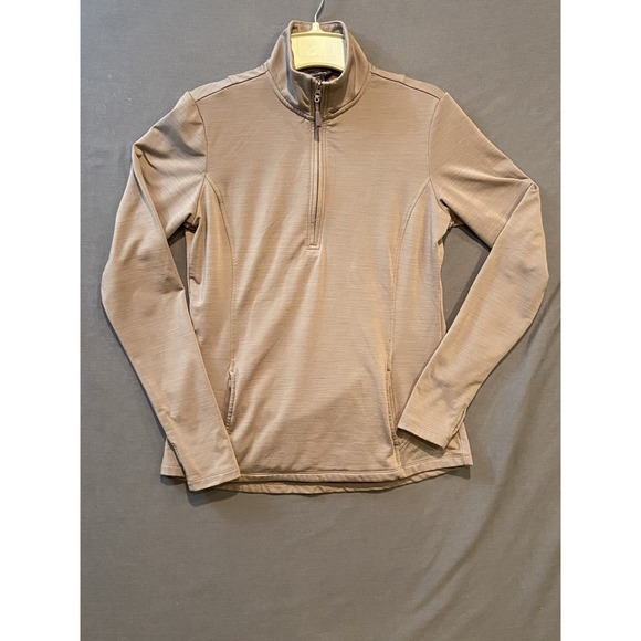 Eddie Bauer Tops - Eddie Bauer 1/2 Zip Shirt Women's S Beige Pullover Mock Neck Thumb holes